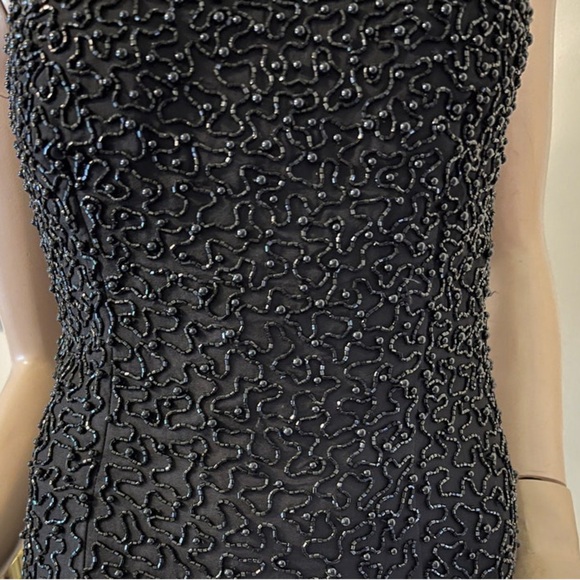 Vintage black strapless silk beaded gown size medium - Picture 7 of 16